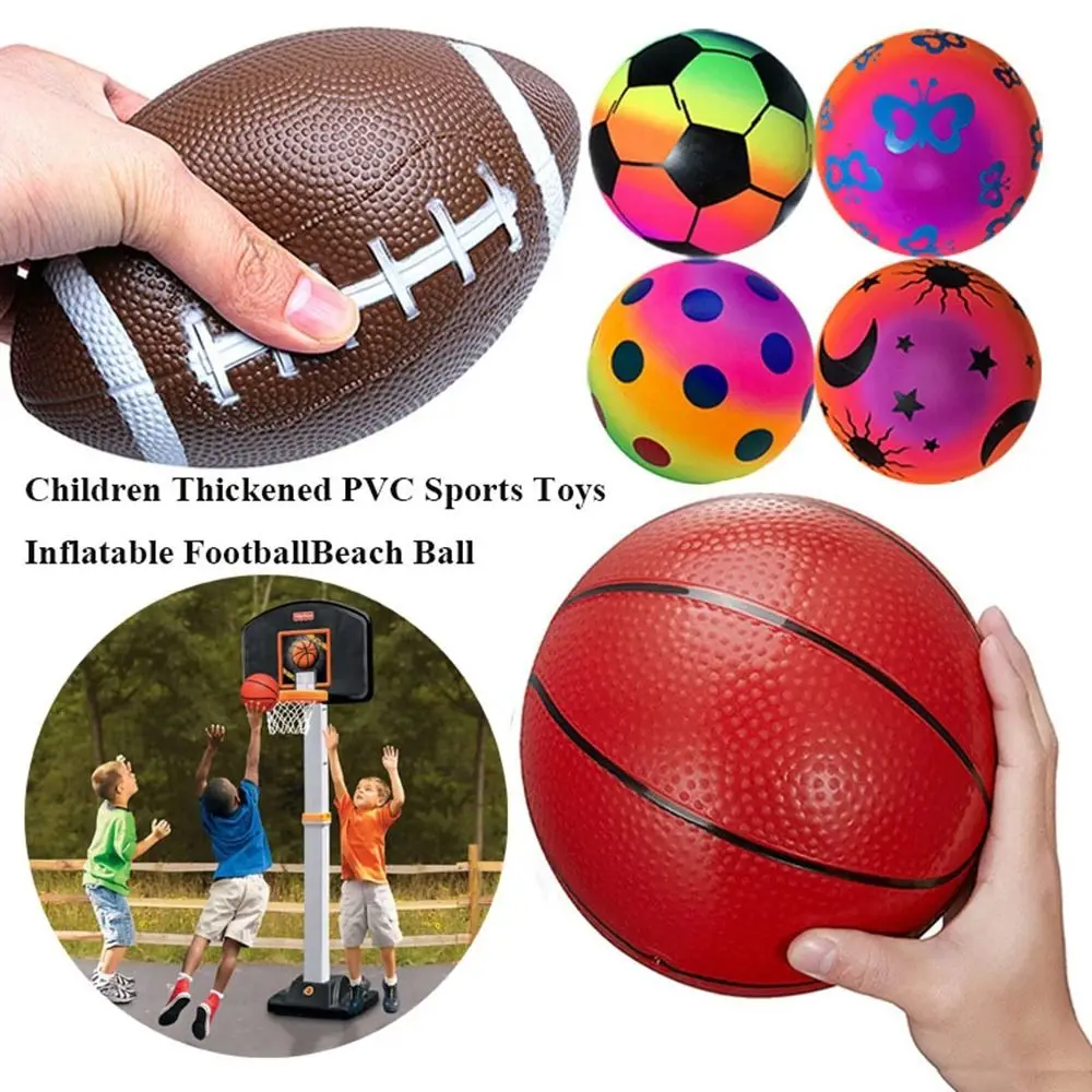 15/16/22cm PVC Inflatable Football Thickened Small Mini Inflatable Beach Ball 10 Styles Parent-Unisex Games Basketball