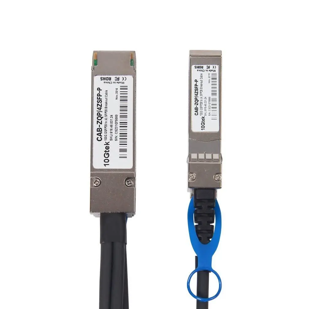 100G QSFP28 to 4X 25G SFP28 Breakout DAC, 2-meter, Passive Direct Attach Copper Twinax Cable