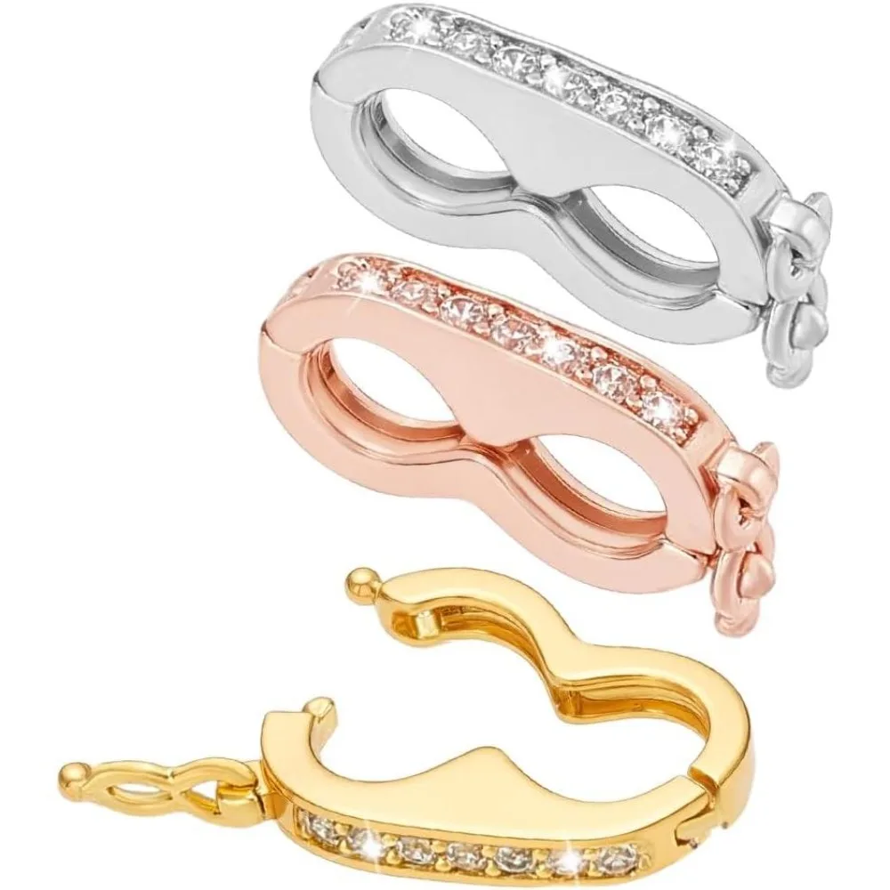 3 Colors Necklace Shortener Clasp Brass Cubic Zirconia Oval Jewelry Shortener Connector Jewelry Clasps