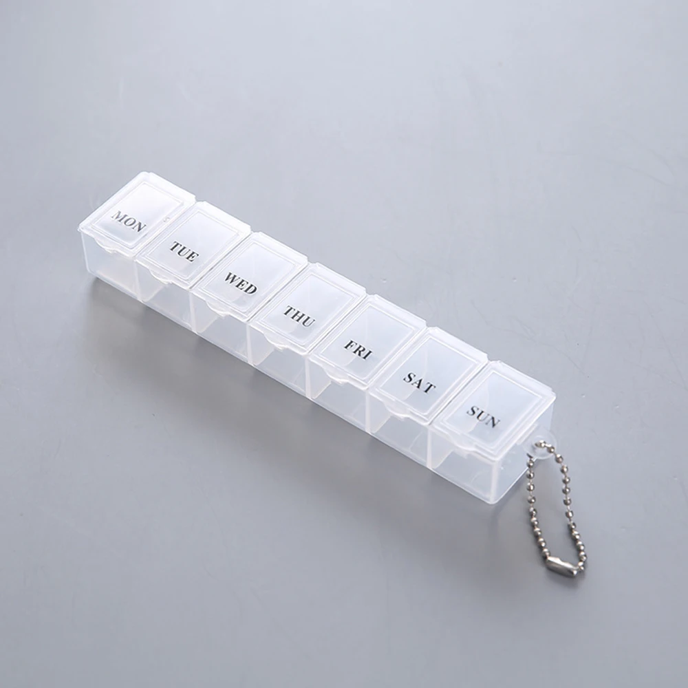 7 Tage Pillen-Medizinbox, wöchentlicher Tablet-Halter, Aufbewahrungsorganisator, Behälter, Pillendose, Splitter, 3 Farben, Pillenetui, Organizer – Detail 6