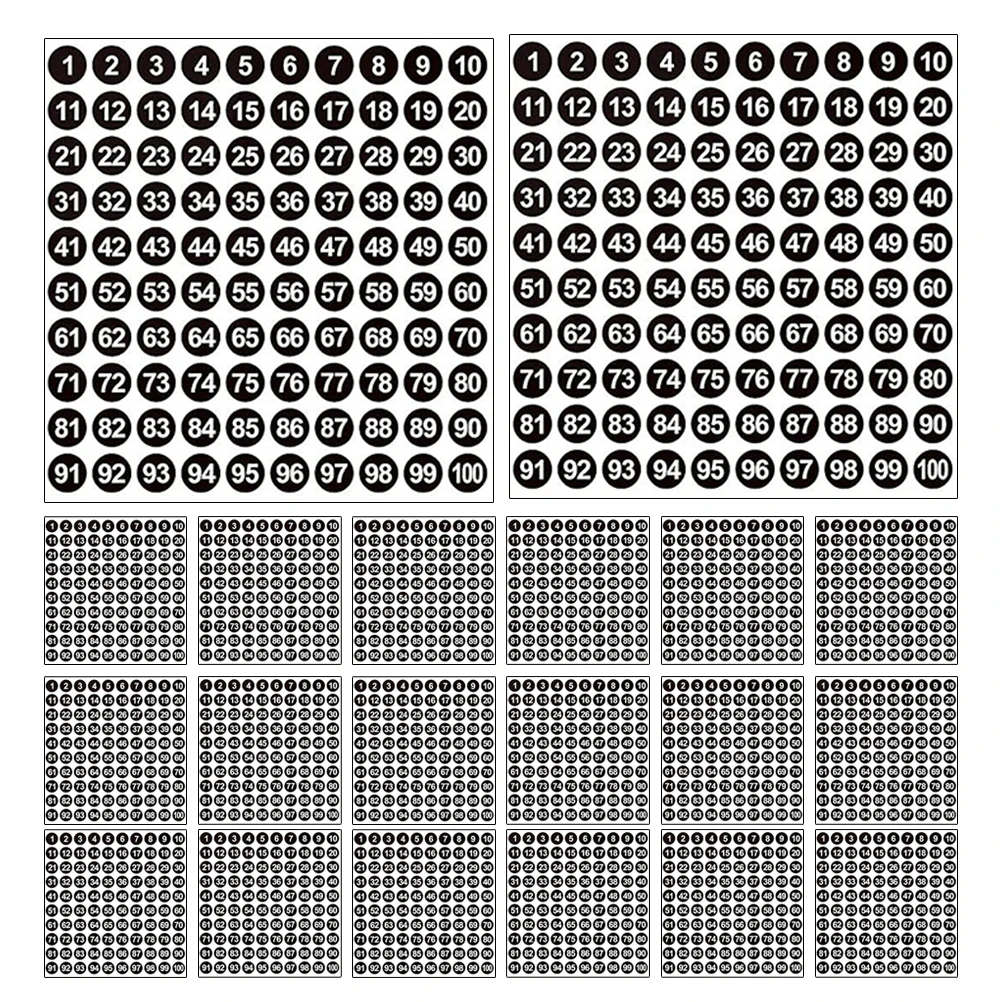 2500pcs Number Stickers Coated Paper Bright Color Large Labels Waterproof Tiny Classroom ganization Inventory Management