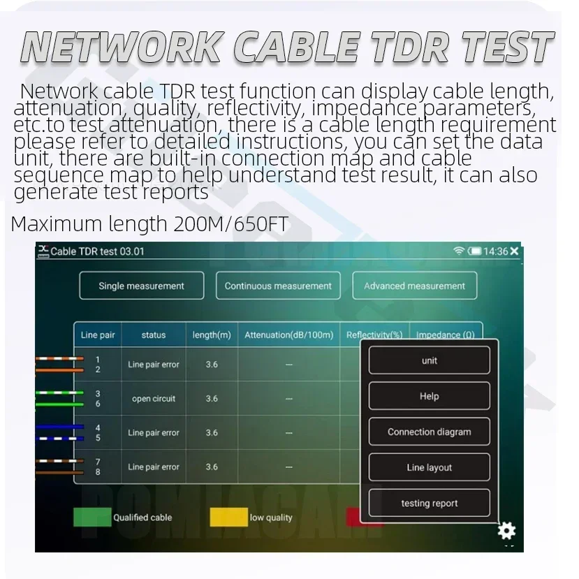 IPCX-ACT 7-calowy tester CCTV H.265 4K 8MP TVI /CVI /AHD /CVBS /IPC Tester kamery CCTV Tester monitora kamery z wejściem HDMI