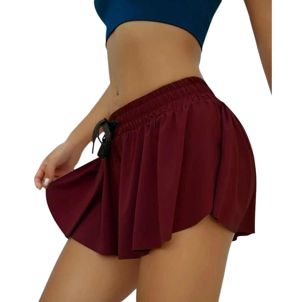 Women Tennis Skorts Sport Athletic Yoga Shorts Skirt Solid Color Anti Exposure Fitness High Waist Shorts Female Sportswear