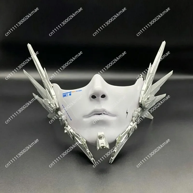 Mechanical mask white half face cosplay technology mask mysterious mechanical mask