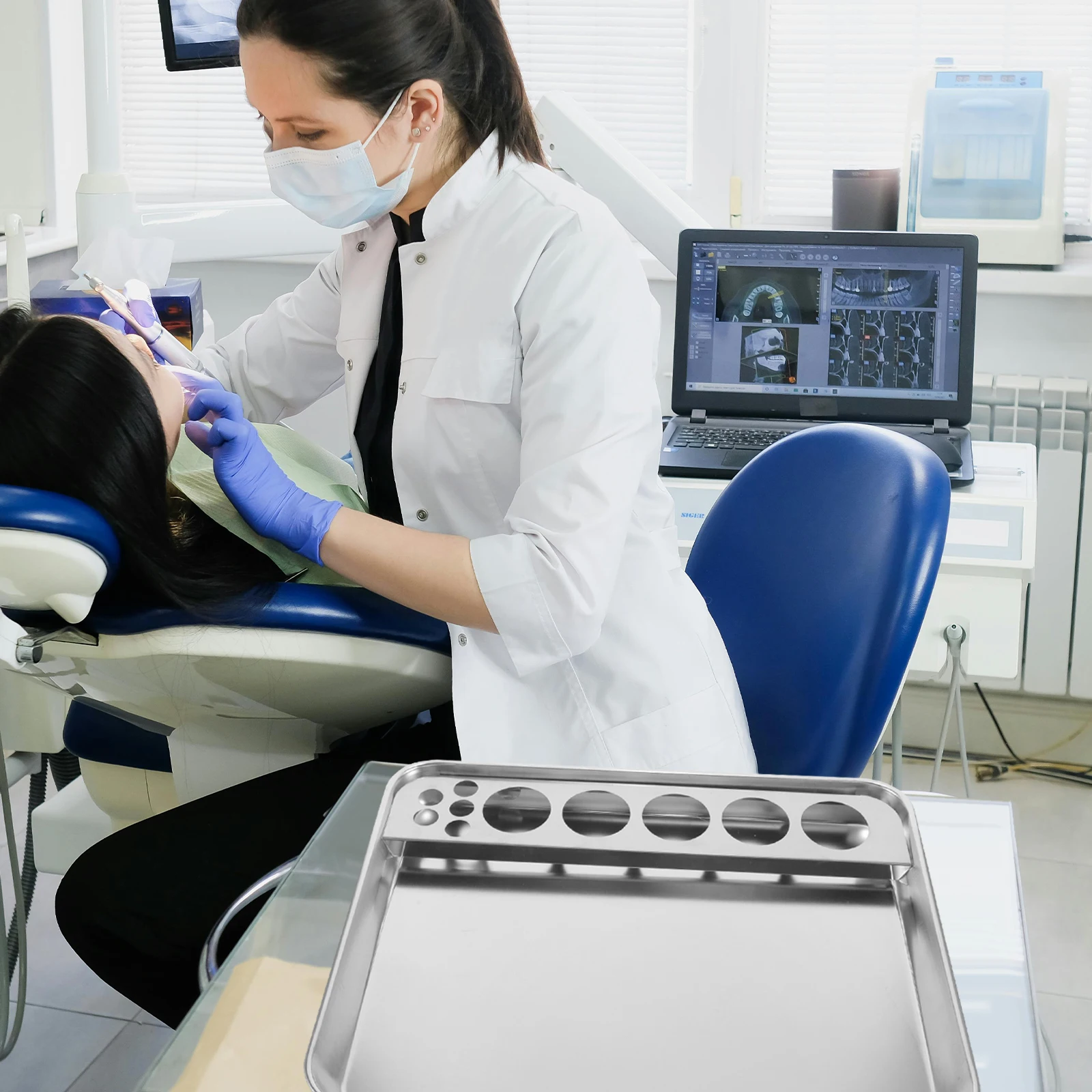 Stainless Steel Therapy Tray Large Size Medical Equipment Clinic Pill Storage Container Rectangular Medicine Tray For Hospital