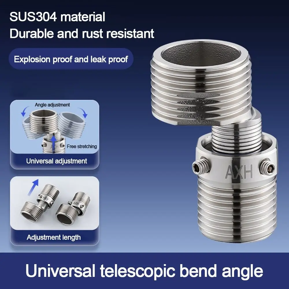 

Stainless Steel Angled Curved Foot Angle Adjustment Lengthened Shower Faucet Adapter Thickened Wall Mounted