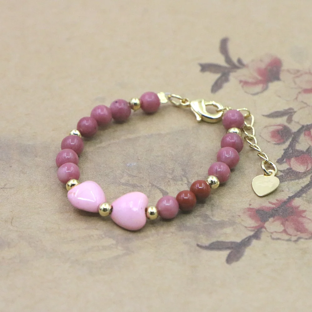 Charm Lovely Natural Stone Crystal Bracelet Baby Baptism Lobster Clasp Parts Yoga Christmas Wedding Girls Gift Jewelry Fashion