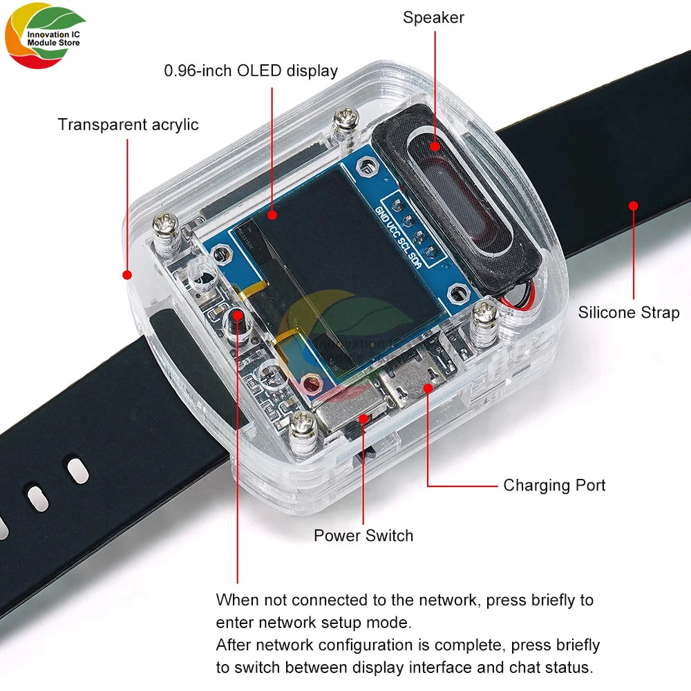 ESP32S3N16R8 وحدة لوحة تطوير الصوت 0.96 بوصة شاشة Oled AI ساعة صوت الاصطناعي لتقوم بها بنفسك عدة إلكترونية