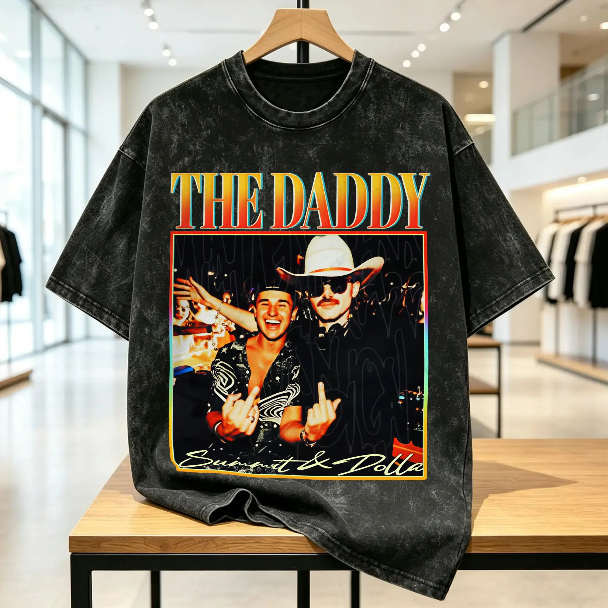 Men T-Shirt Doms Dollas Washed T Shirts Novelty The Daddy Beach Tee Shirt Vintage Loose Cotton Clothes Hot Sale
