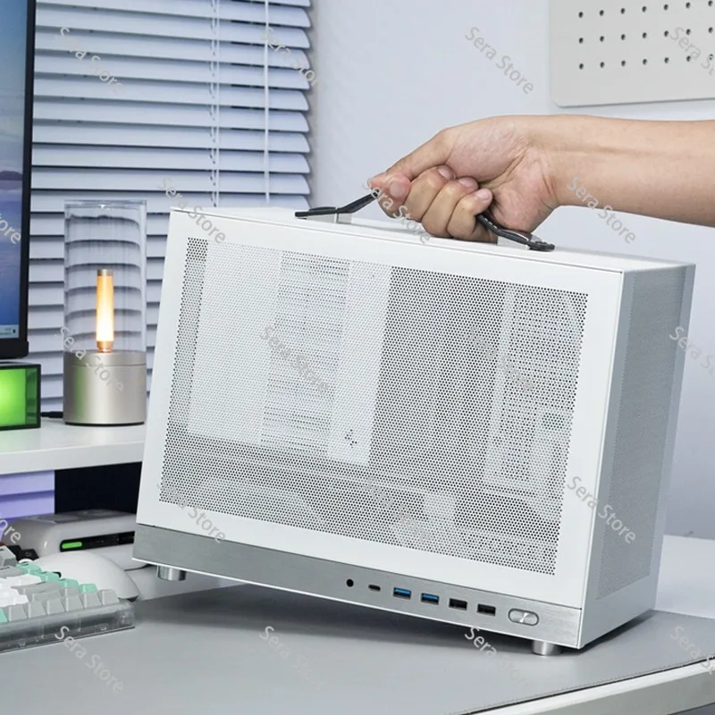 G300 Portable MATX Case with Handle Mini Desktop PC Chassis Micro-ATX Compact Carry Tower Empty