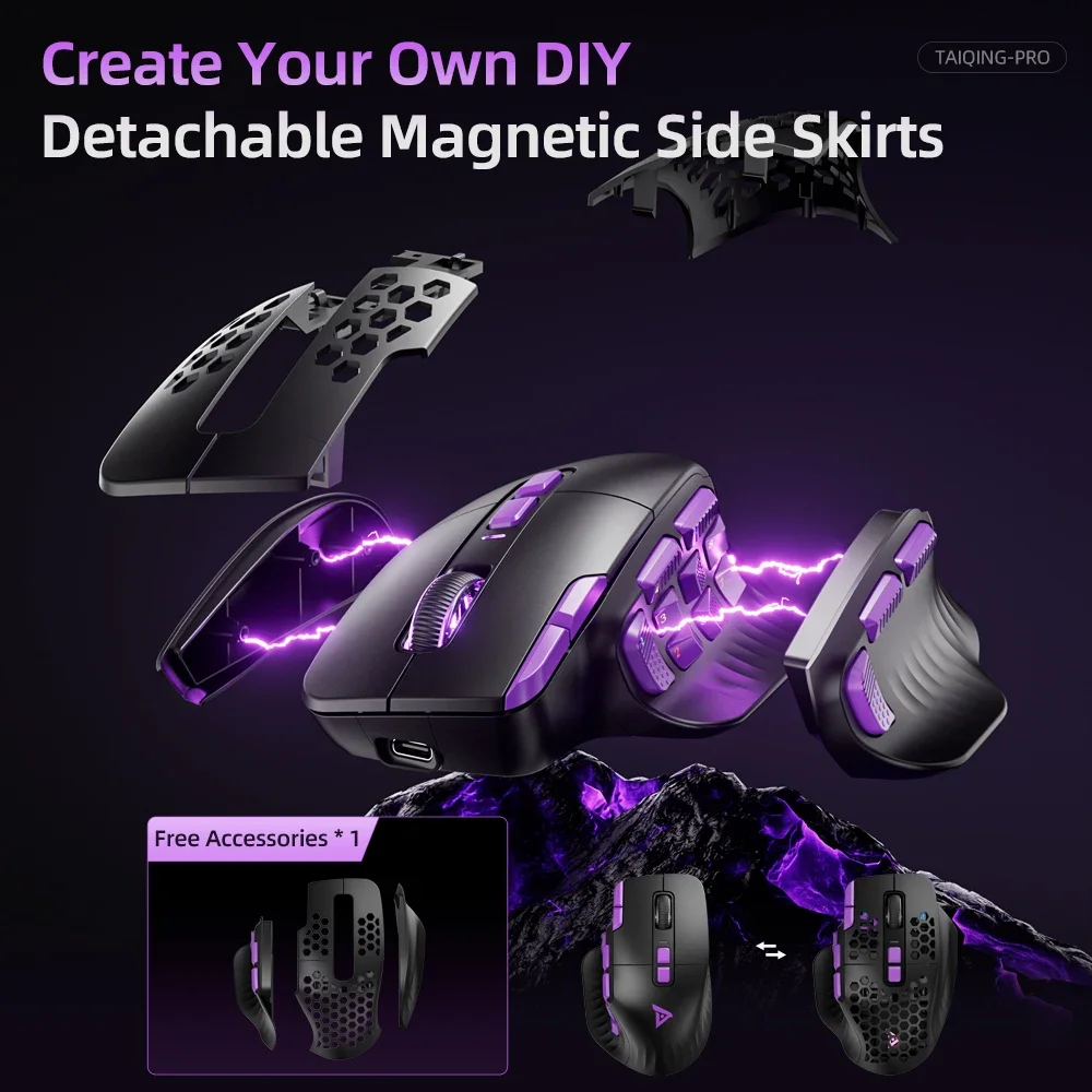 TAIDU TSG908 PRO Gaming MouseTri-modus PAW3950 PAW3311 Sensor 16 Seite Tasten DIY zurück abdeckung 1000 mAh Gaming Laptop Zubehör ​