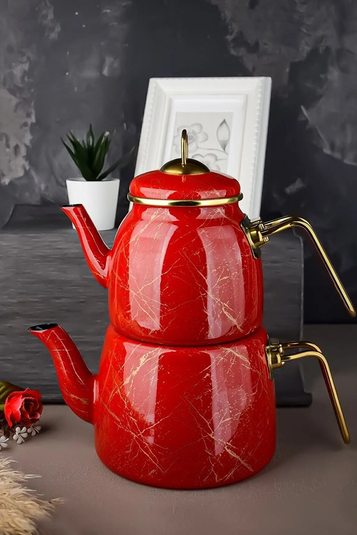 Red Enamel Non-Stick Fireproof Set 1teapot Wholesale Stainless Tea Infusers Kettle Handmade Teapot With Handle