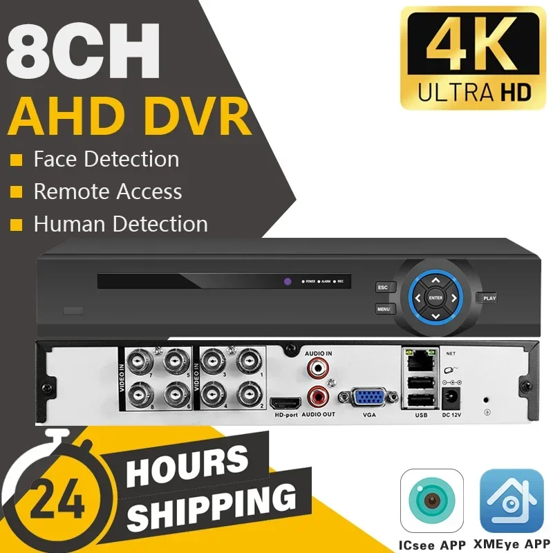 4K AHD/N DVR 8Channel 8CH CCTV Face Detection AHD DVR Hybrid DVR/8MP 6in1 Video Recorder For AHD Camera IP Camera Analog Camera