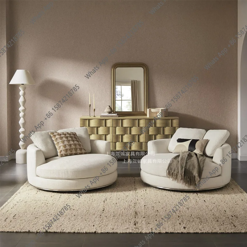 Zc Italienischer Luxus-Drehsessel, Nordisch Einfacher Moderner Leinen-Designer-Einzelsessel