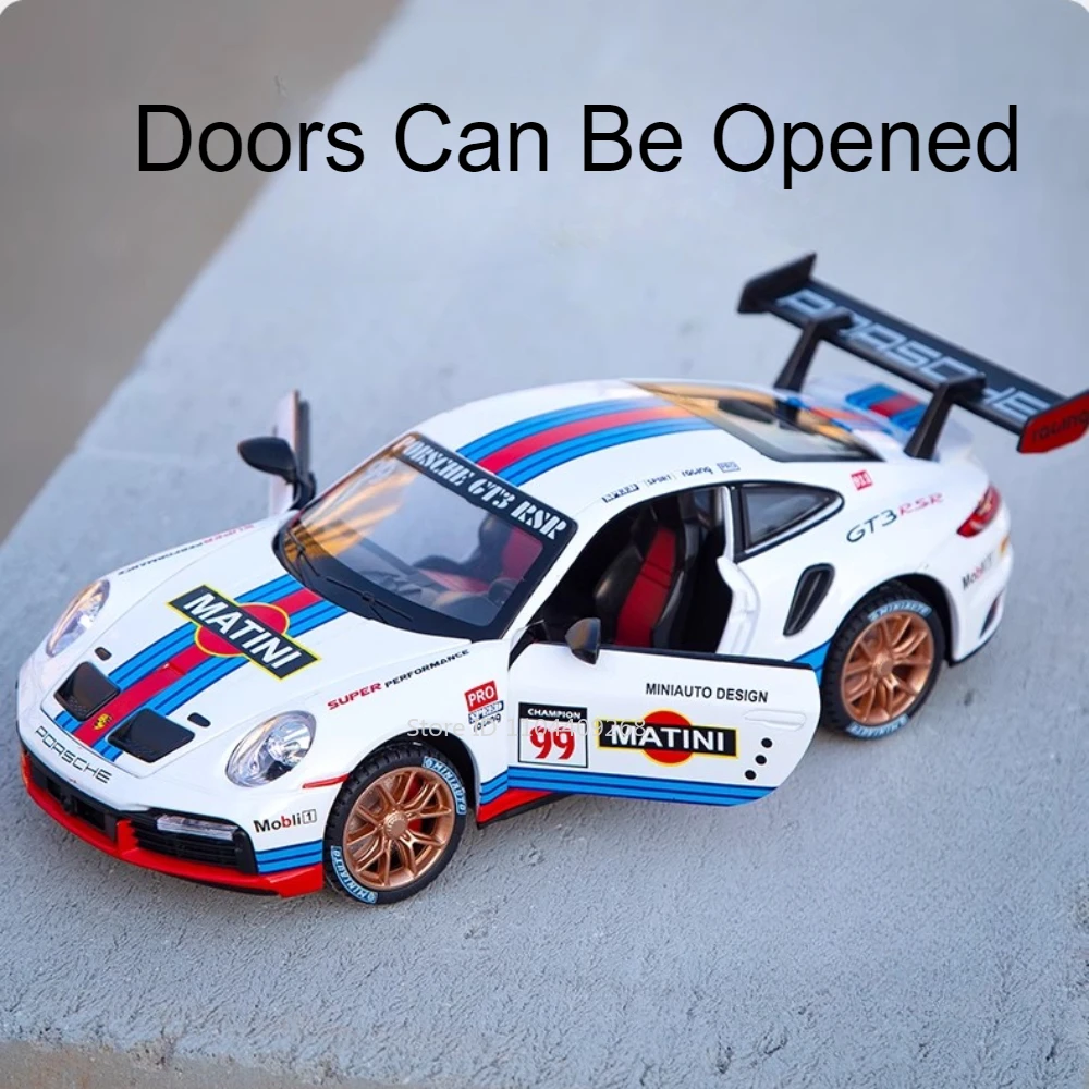 1:24 911 GT3 RSR Panamera Modello di auto sportiva Porte giocattolo Aperto Pressofuso in metallo Suono leggero Tirare indietro Modelli di veicoli Ornamenti Regali