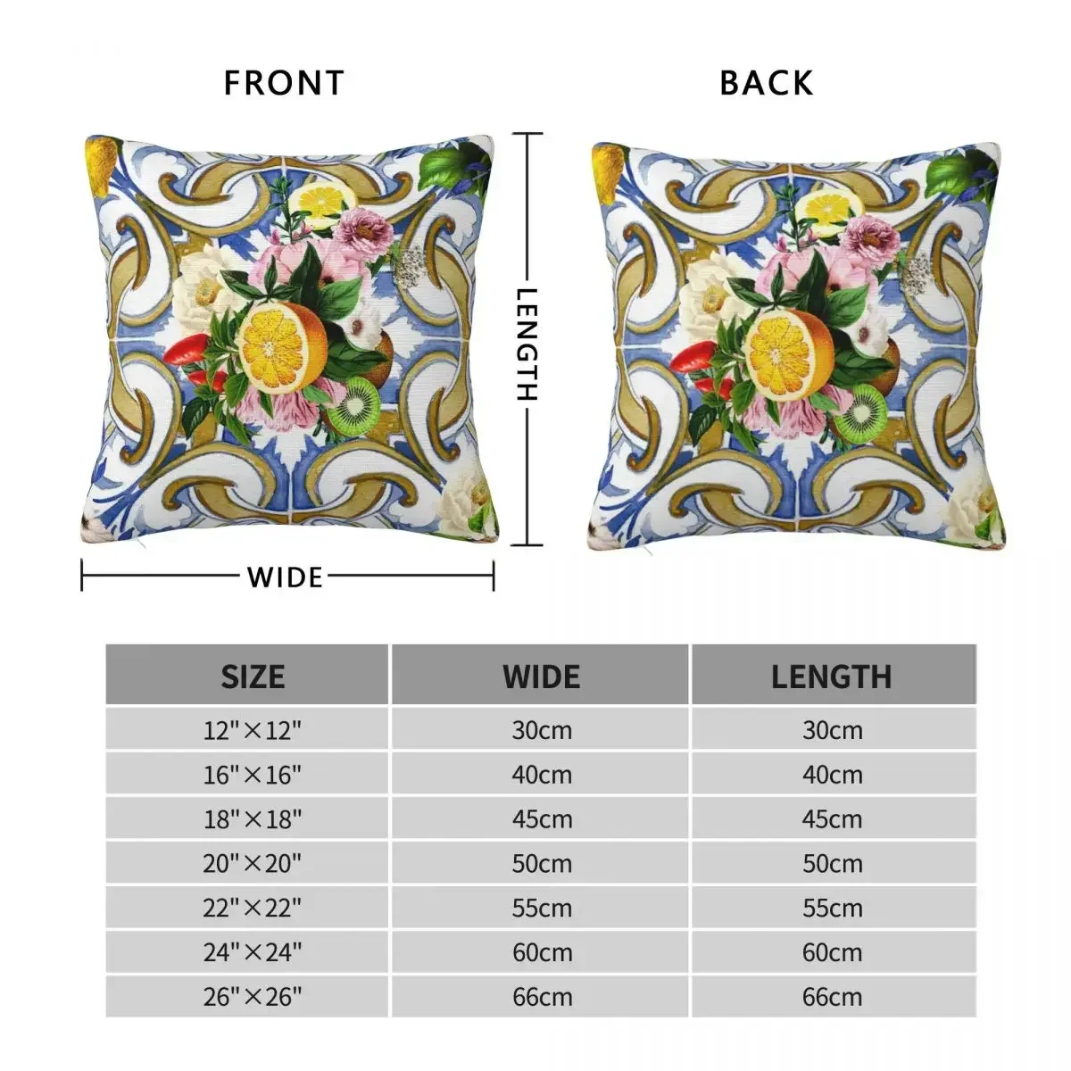 Sicilian Tiles,Mediterranean,Mosaic,Lemons Square Pillowcase Pillow Cover Cushion Decor Comfort Throw Pillow for Home Sofa