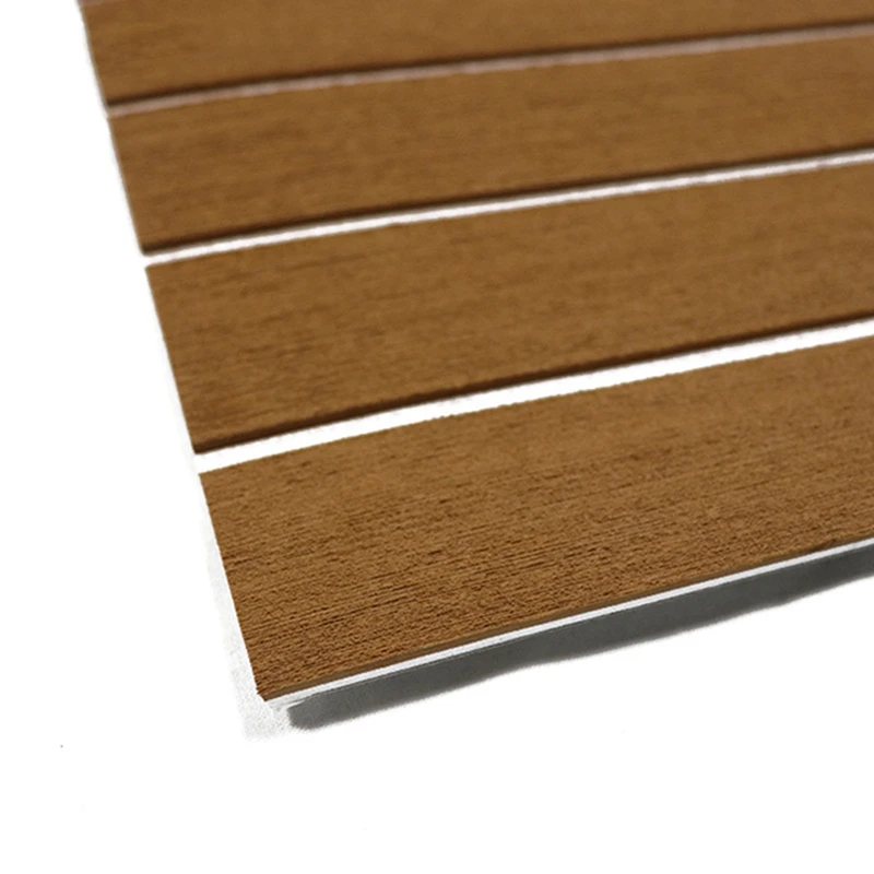 2Pcs 6MM Self Adhesive EVA Foam Teak Sheet Marine Boat Yacht Synthetic Decking Foam Floor Mat Flooring Brown 240X45cm