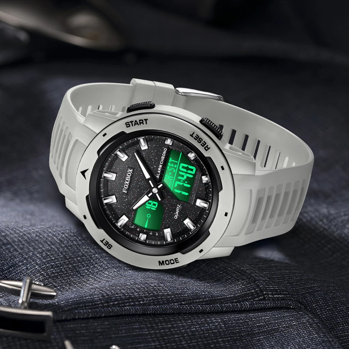 FOXBOX Fashion Outdoor Dual Display Man Watch Casual Sport Auto Date Waterproof Luminous Alarm Electronic Quartz Watches for Men