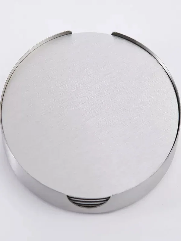 Ultra-Thin round Stainless Steel Heat Resistant Coaster Set of 6 for Restaurant Hotel Bar Non-Slip Dining Table Accessories