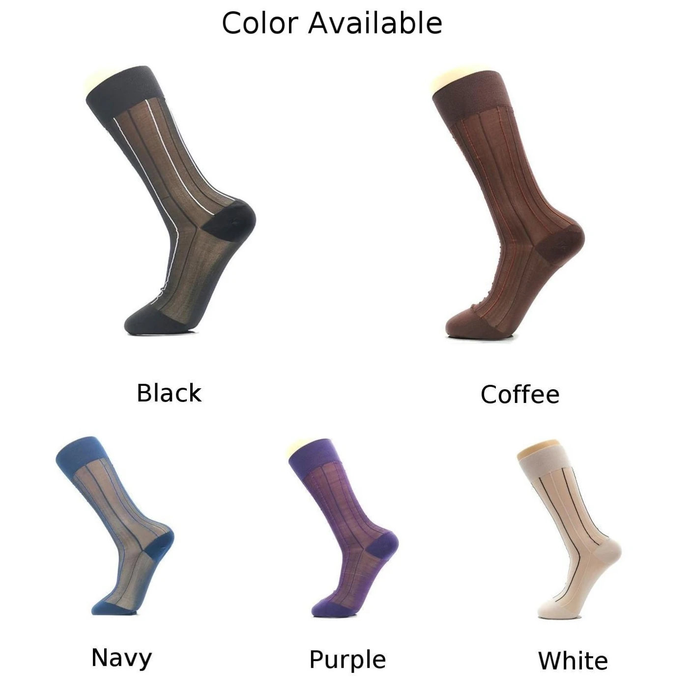 Heiße neue Mode-Socken für Herren, Dessous, durchsichtig, sexy, seidige Strümpfe, Kniestrümpfe, gestreift, atmungsaktiv