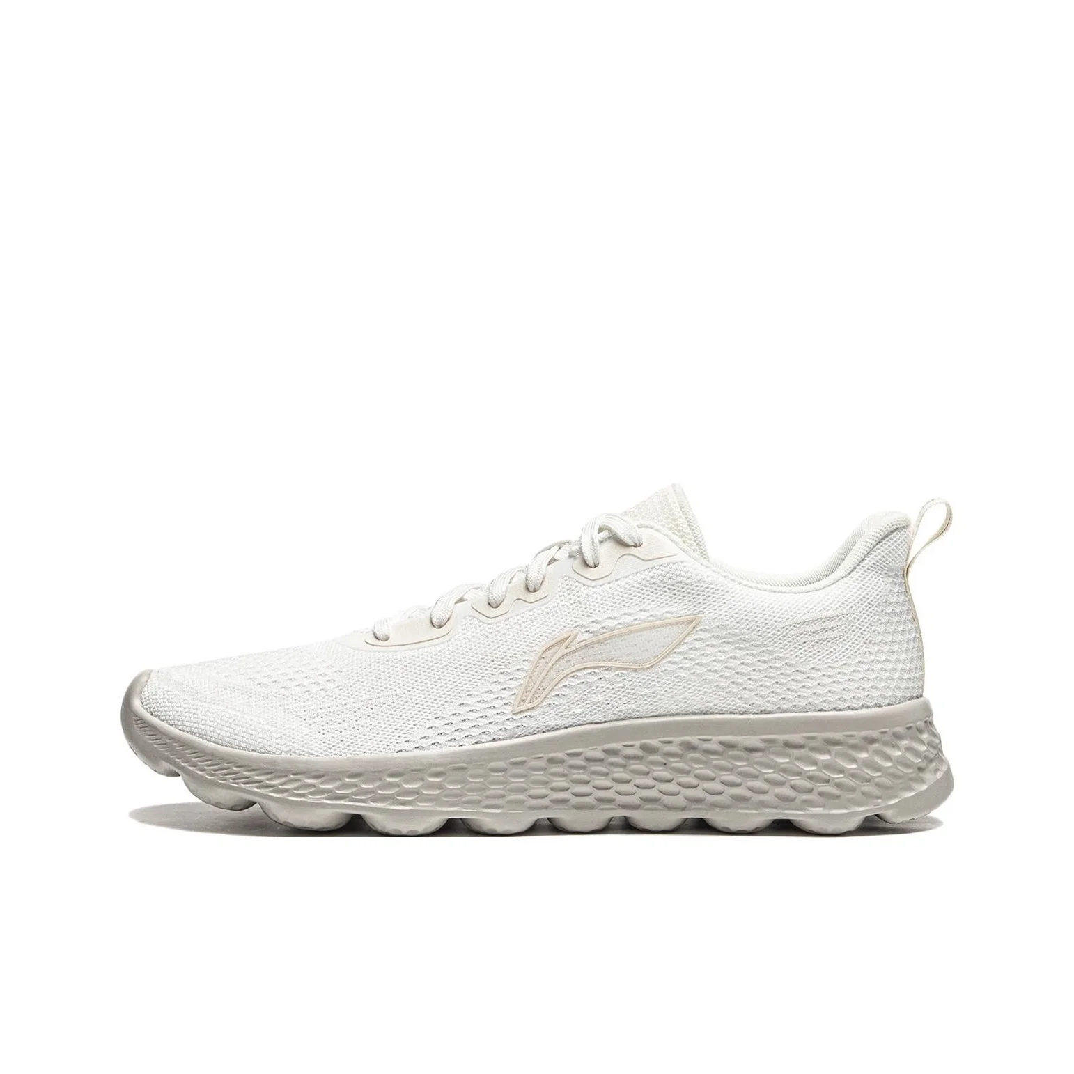 Li Ning Cloud Motion Cushioning Slip Resistant Breathable Reflective Low top Casual Running Shoes Men's Ecru ARSU023-1