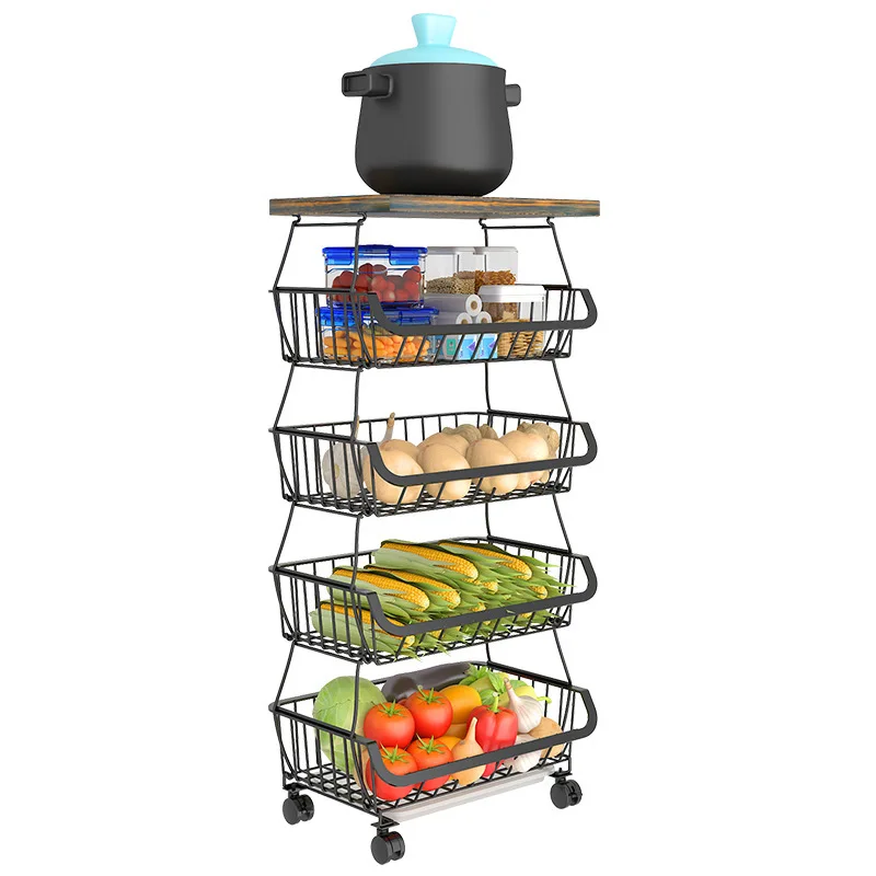 

Six-storey Kitchen Storage Rack Floor Type Free Installation Floor Cart Multi-functional Fruit and Vegetable Storage Rack