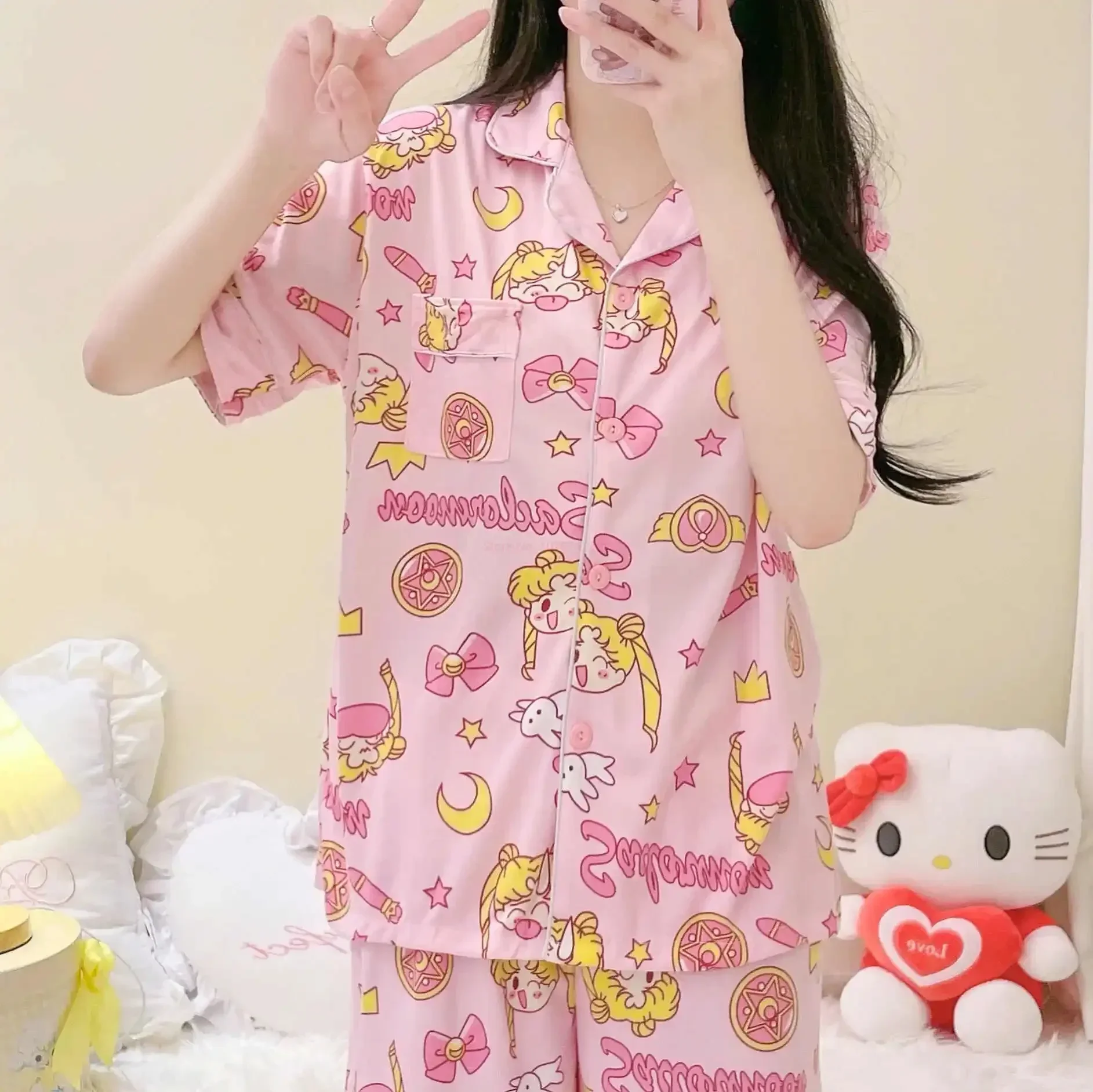 New Sailor Moon Womens Pajamas Soft Pretty Soldier Sailor Moon Pajama Sets Girls Pajama Pants Long Sleeve Suit Gifts