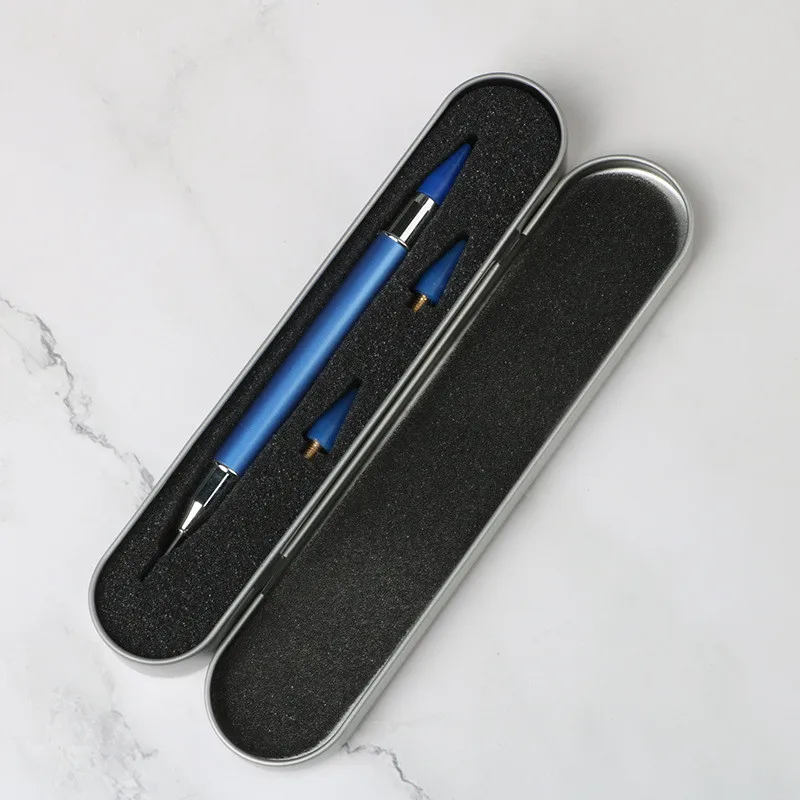 1PC Dual-ended Nail Art Dotting Pen Set With 2 Replaced Heads Rhinestone Beads Studs Picker Wax Pencil Brush Nails Art Tools