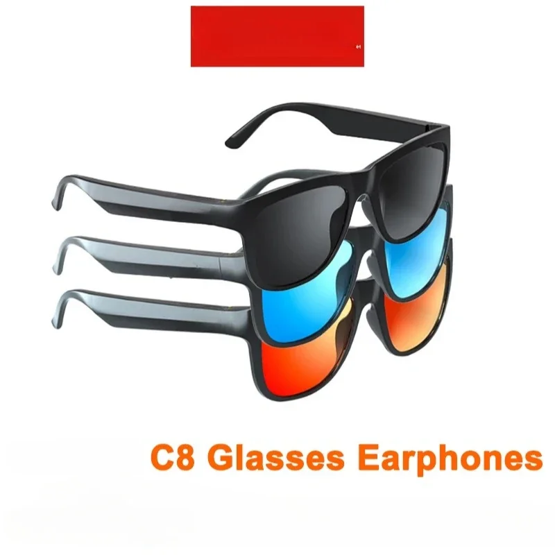 Newest Fashion C8 Glasses Earphone Wireless Bluetooth 5.0 Headphone Light Weight Sunglasses Earbud HiFi Stereo Driving Headset