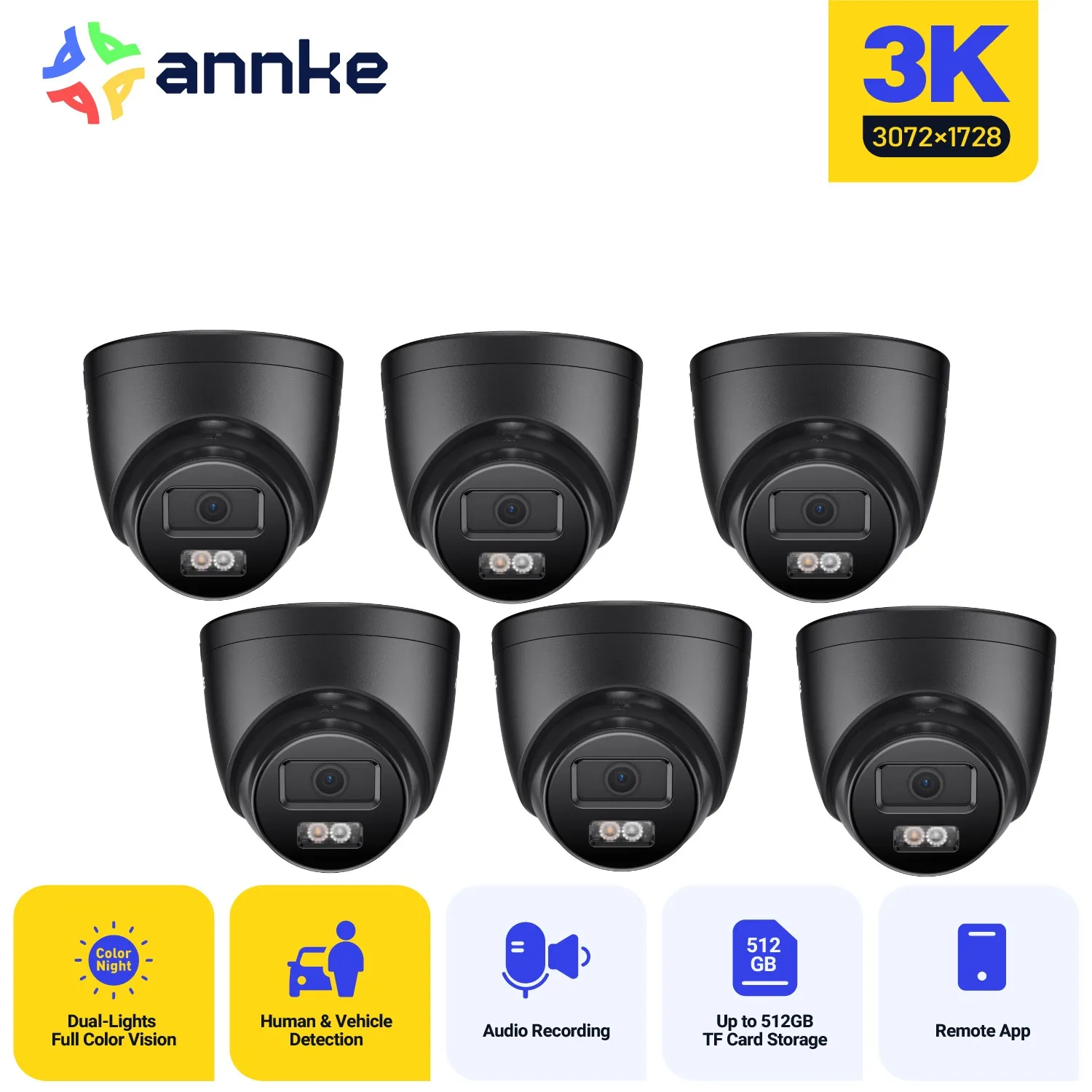 ANNKE 5MP CCTV Security Camera Kit Smart Dual Light IR Night Vision Motion Detection Built-in mic Video Surveillance Camera