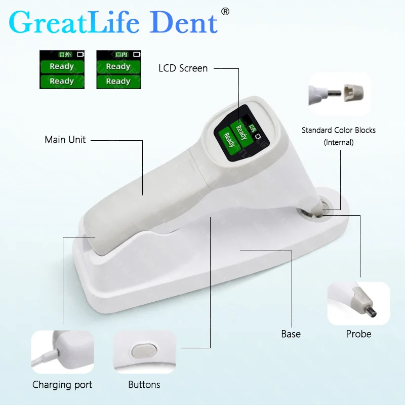 Sombra de branqueamento dentário automática GreatLife-Dent, Profissional, Clássica, Eletrônica, Clareamento dental, Guia de Sombra, Várias cores