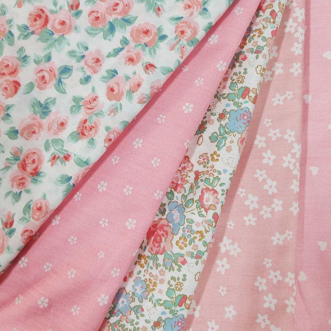 

160x50cm Printed Cotton Pink sweet princess Fabric, Girls' Quilt Cover Bed Sheet Dress Lolita Skirt sewing Cloth