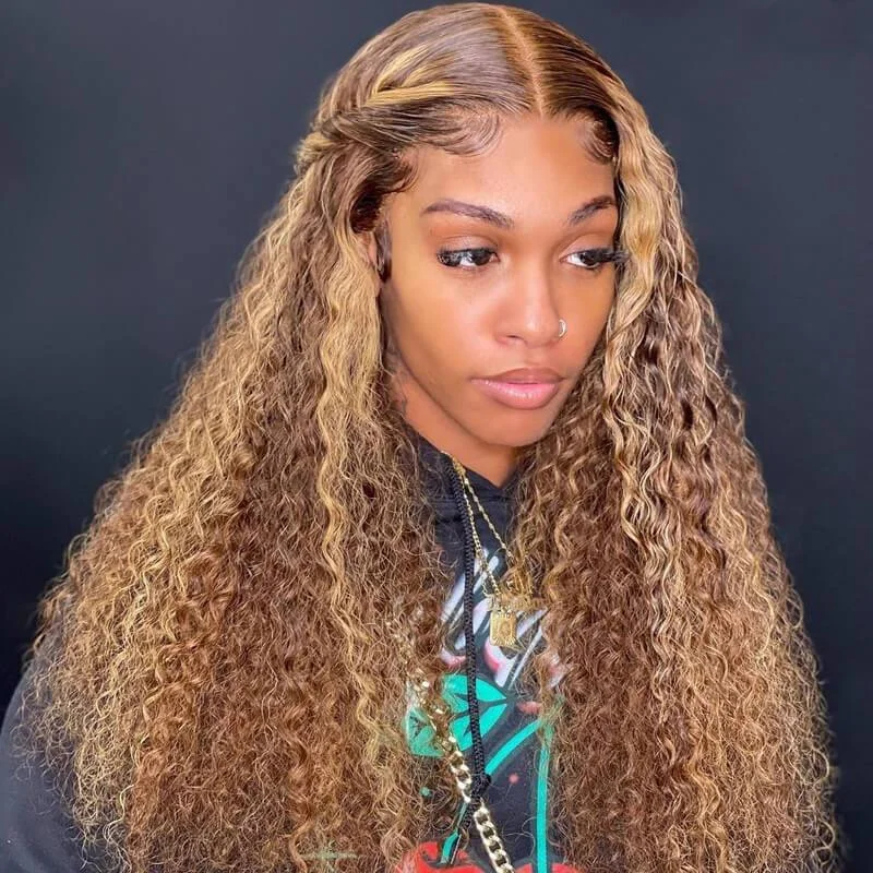 

Tracy Hair Highlight Lace Frontal Wigs Human Hair 13x4 Lace Frontal Human Hair Wig Water Wave Wig 4x4 Wear Go Glueless Wig