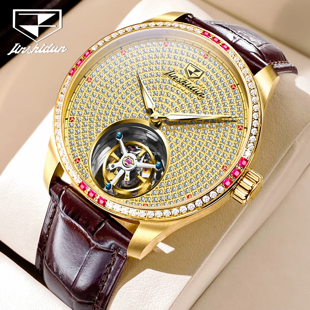JSDUN 832 Mens Watch Luxury Flywheel Automatic Mechanical Watch 50M Waterproof Luminous Diamond Dial Sports Watches For Man