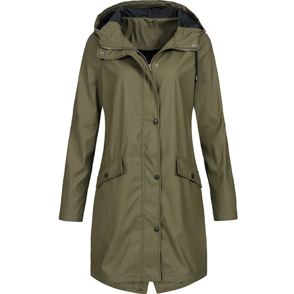 Sweat à capuche de randonnée en plein air pour femme, manteau long coupe-vent imperméable, vêtements d'extérieur chauds, veste de pluie solide, vêtements grande taille