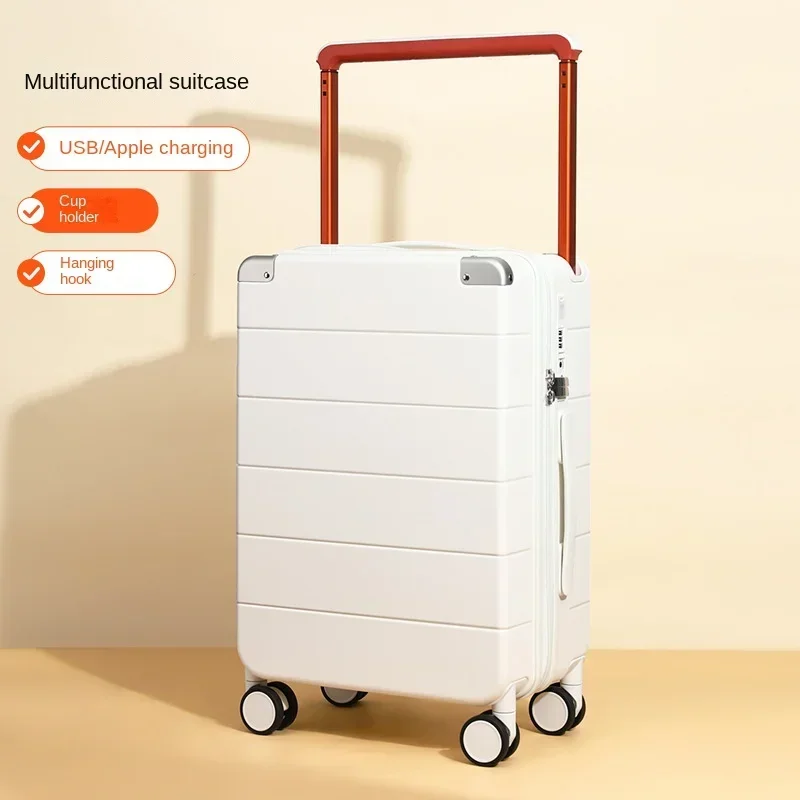 Multifunctionele trolley kofferbagage Brede trolleykoffer Grote capaciteit studentenbagage Oplaadbare reiskoffer Unisex kofferbak