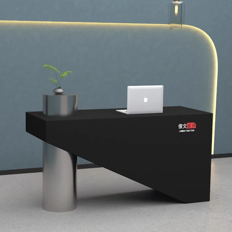 منبر استقبال لمركز الاستقبال في معهد التجميل، ملابس أمامية بسيطة غير منتظمة للمكتب، بنك منزلي، ديكور جمالي طويل