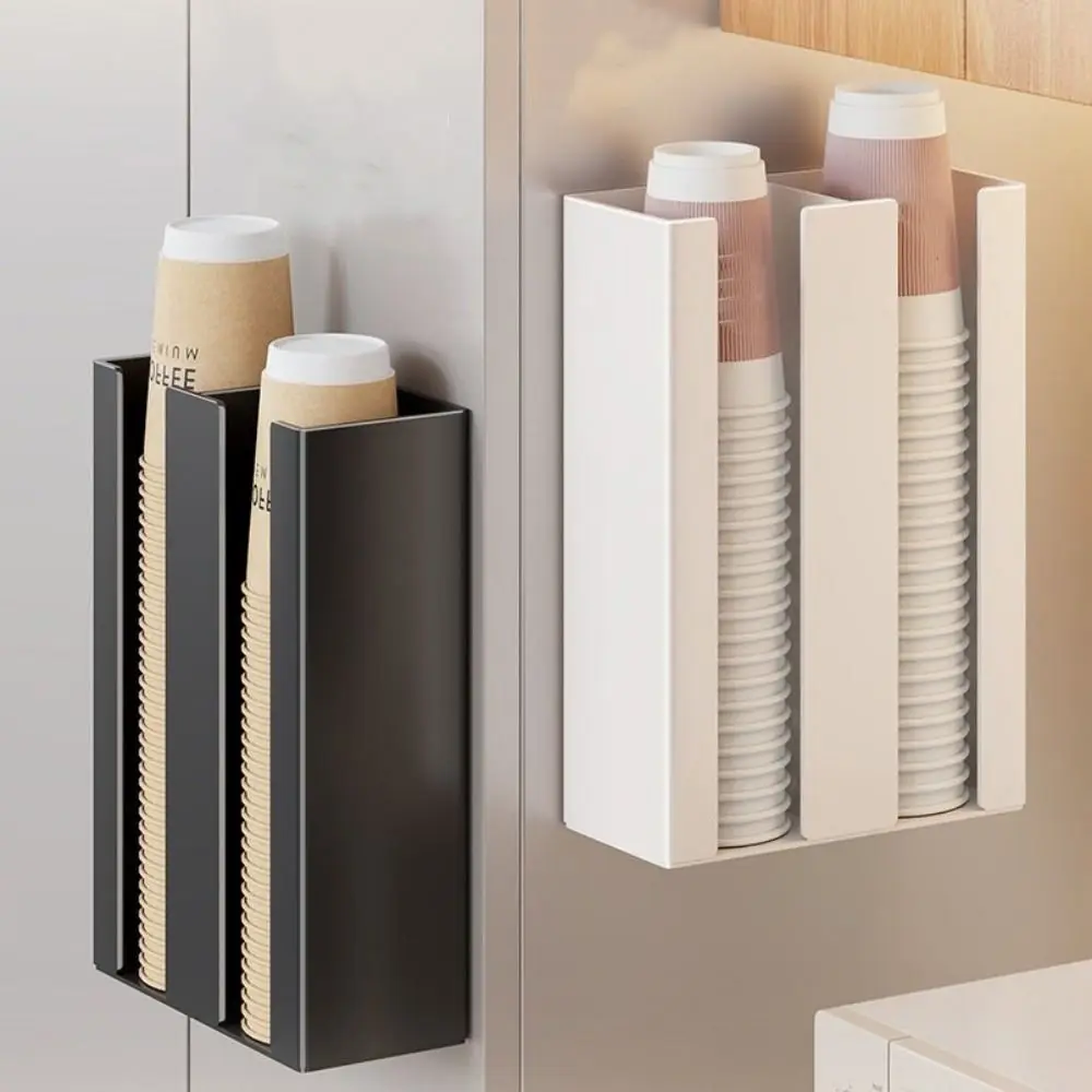 

Iron Magnetic Disposable Cup Holder Large Capacity Space Saving Paper Cup Dispenser Wall Mounted Cup Storage Rack for Home