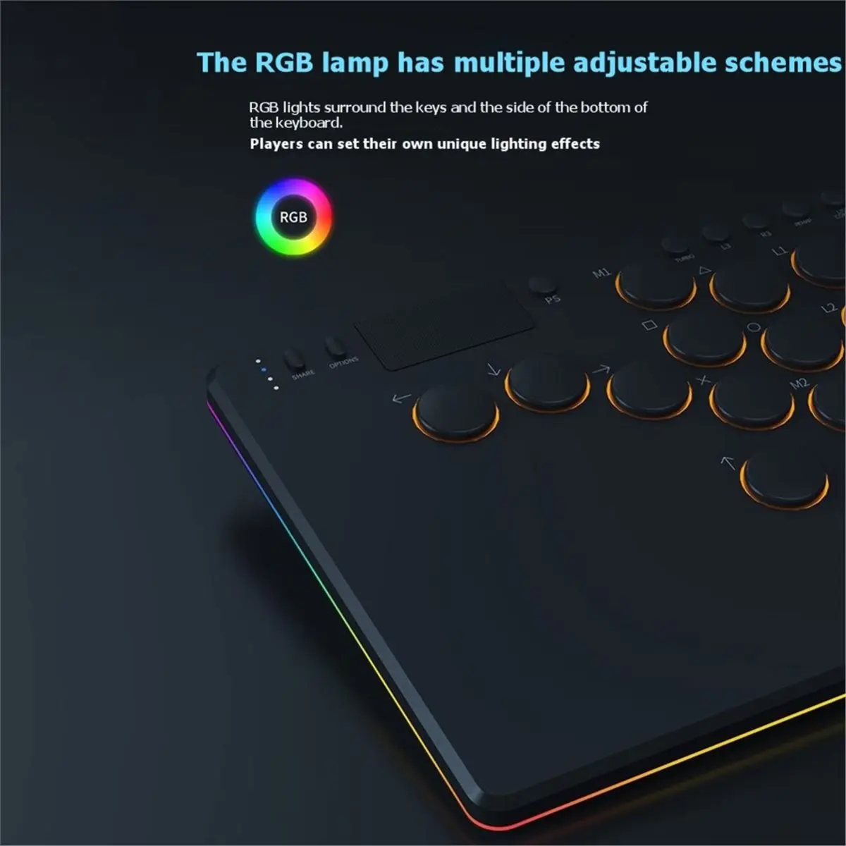 14 Keys Leverless Controller Stick with RGB Black Fighting Game Keyboard Supports Hot Swap for Switch//PC Game