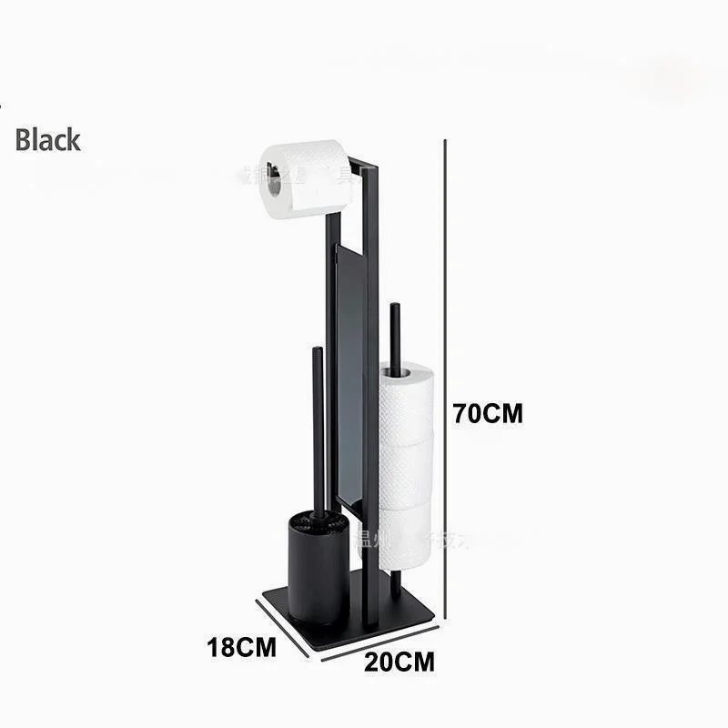 Imagem -03 - Floor-standing Toilet Brush Holder com Conjunto de Rack de Mão Aço Inoxidável Preto Odor-proof Floor Paper Towel Holder