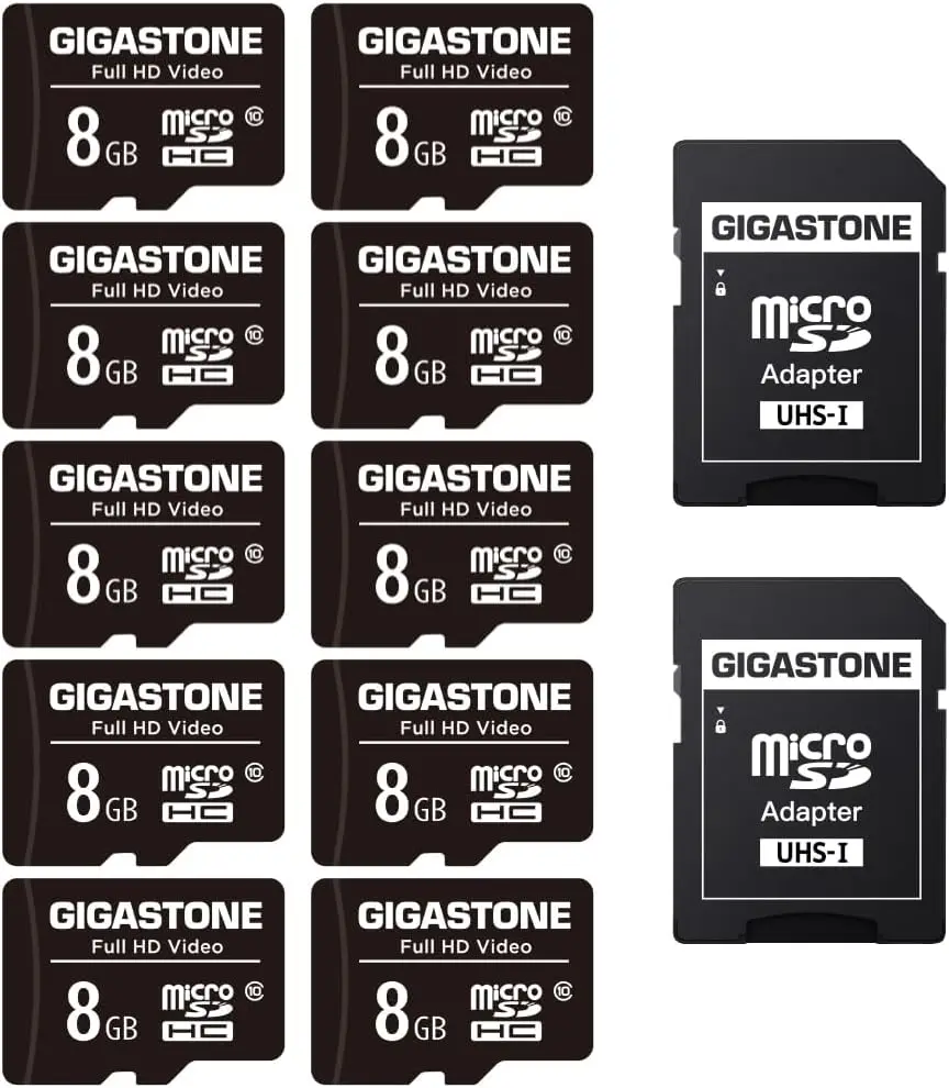 

Карта памяти Micro SD 8 ГБ, 10 штук в упаковке, видео Full HD для камер и дронов, скорость 80 МБ/с