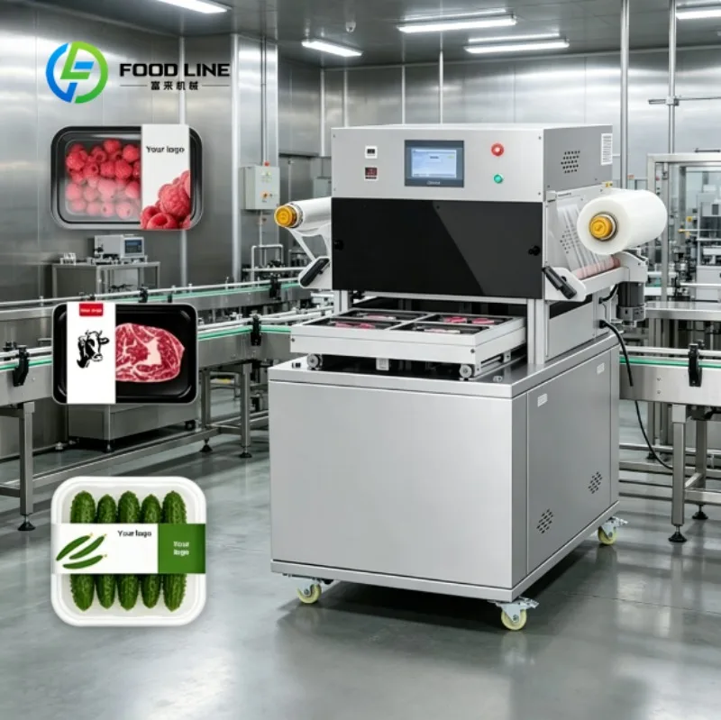 Commercial MAP Sealing Machine Modified Atmosphere Packaging Equipment for Meat Seafood Vegetables and Fruits