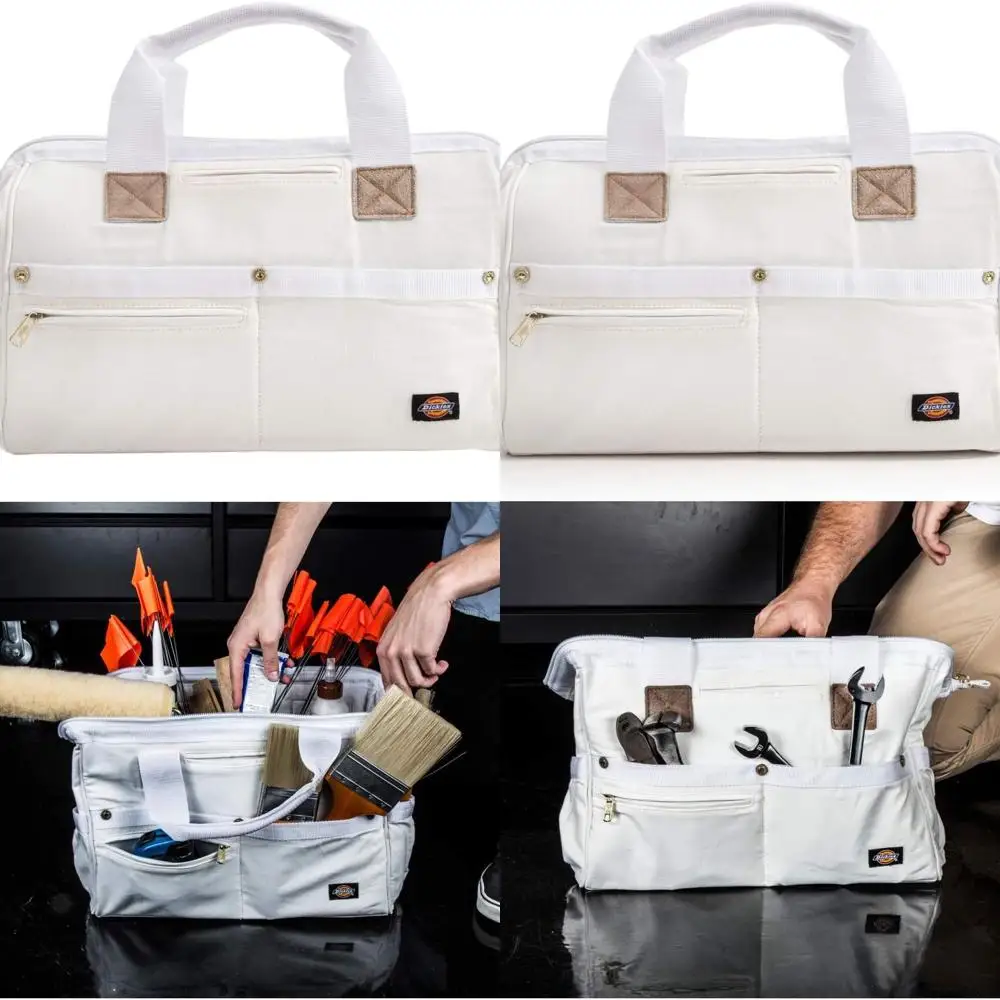 

Прочная холщовая сумка-тоут на 16 предметов для художников, плотников и подрядчиков — долговечная, с прочной молнией, усиленными ручками и боковым карманом