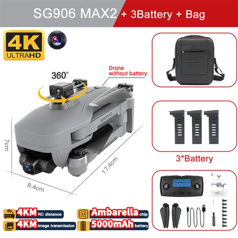 SG906 MAX 2 Max2 Professional FPV 4K Camera Drone with 3-Axis Gimbal Brushless GPS Quadcopter Obstacle Avoidance RC Dron