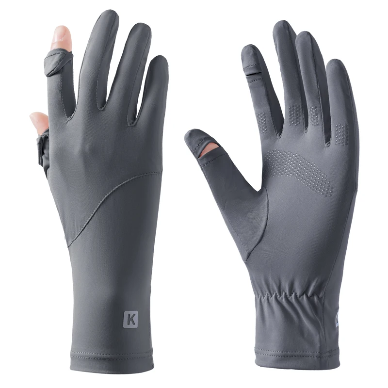 Schutzhandschuhe, weiche, dünne Damen-Sonnenschutzhandschuhe, rutschfeste Eisseidenhandschuhe mit abnehmbaren Fingerspitzen zum Radfahren, Fahren, Laufen