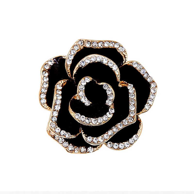 

Exquisite Sparkling Rhinestone Rose Brooch Pretty Camellia Flower Shape Pins Elegant Brooch for Women Clothes Decoration Jewelry