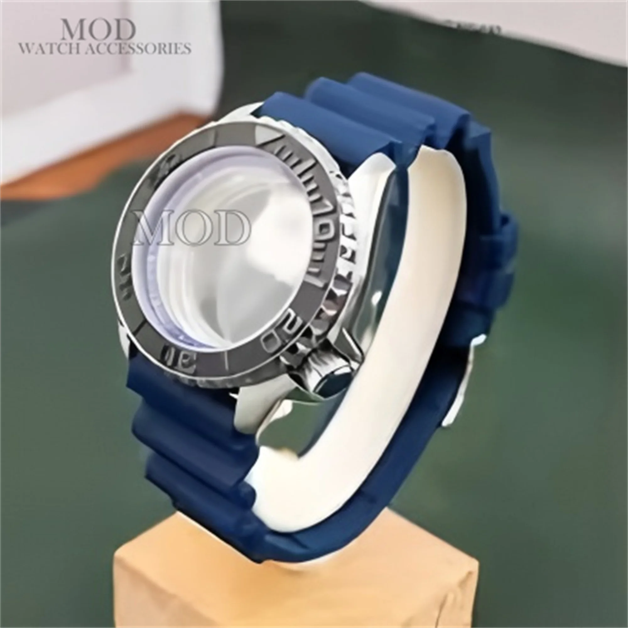 NH35 Case for SKX007 Stainless Steel Watch Case Rubber Band Sapphire Crystal Fit NH35/NH36 Movement 42mm Watch Replacements Mod