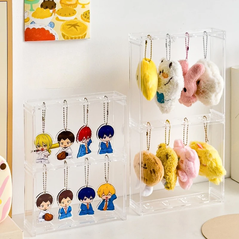 The New Hot Selling Pendant Storage Box Acrylic Transparent Keychain Dustproof Stand Animation Peripheral Display Stand