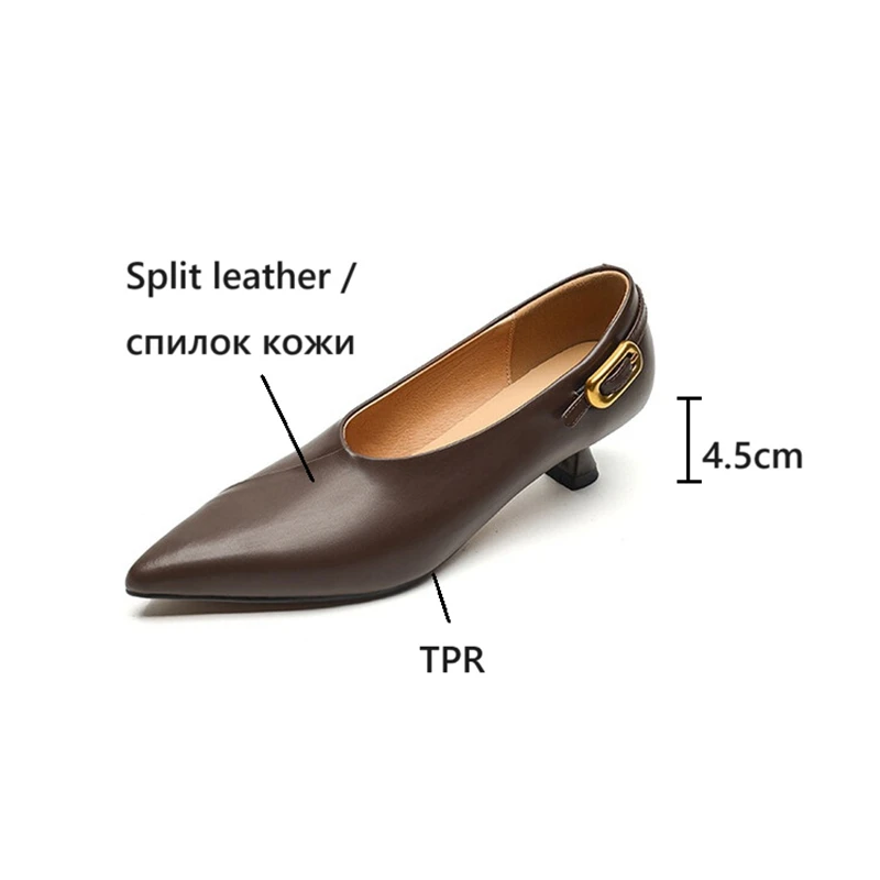 NEW Spring/Autumn Women Pumps Split Leather Shoes for Women Pointed Toe Thin Heel Shoes Cocise High Heels Office Ladies Shoes