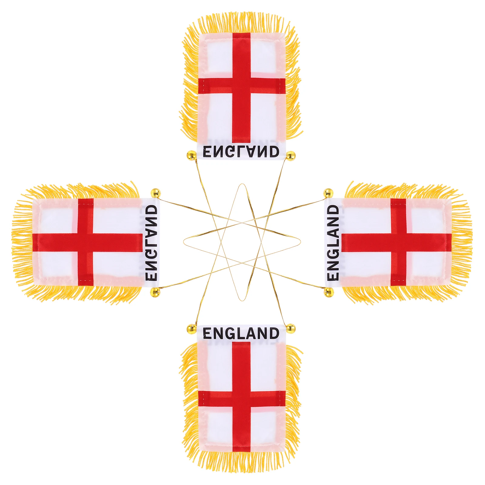 

4pcs Decor Mini Banners Polyester Aesthetic Flags for Mirror Hanging nament England Car Flags Rearview Mirror Charms Fade